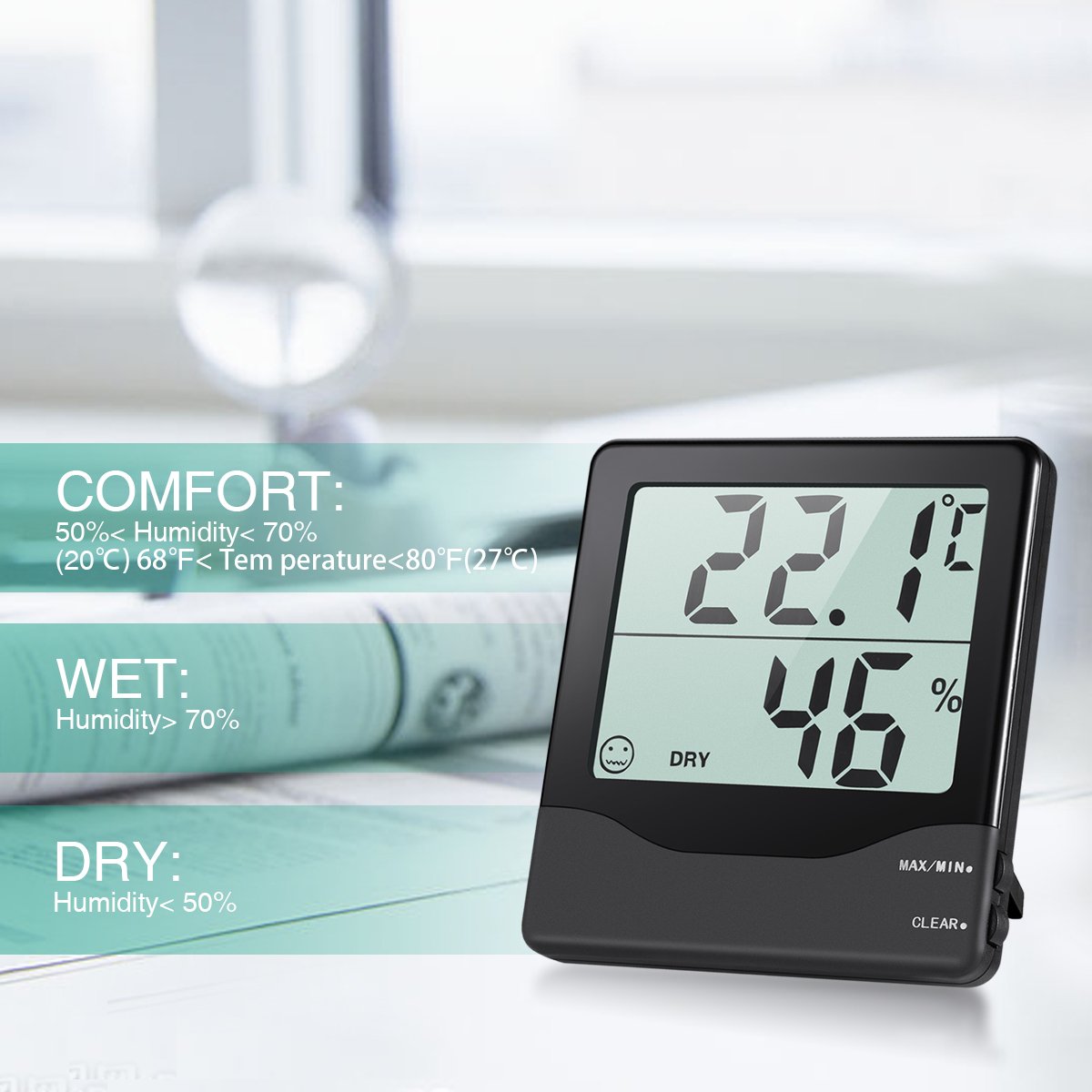 ORIA Digital Hygrometer Thermometer, Indoor Temperature Humidity Meter, Home Comfort Monitor