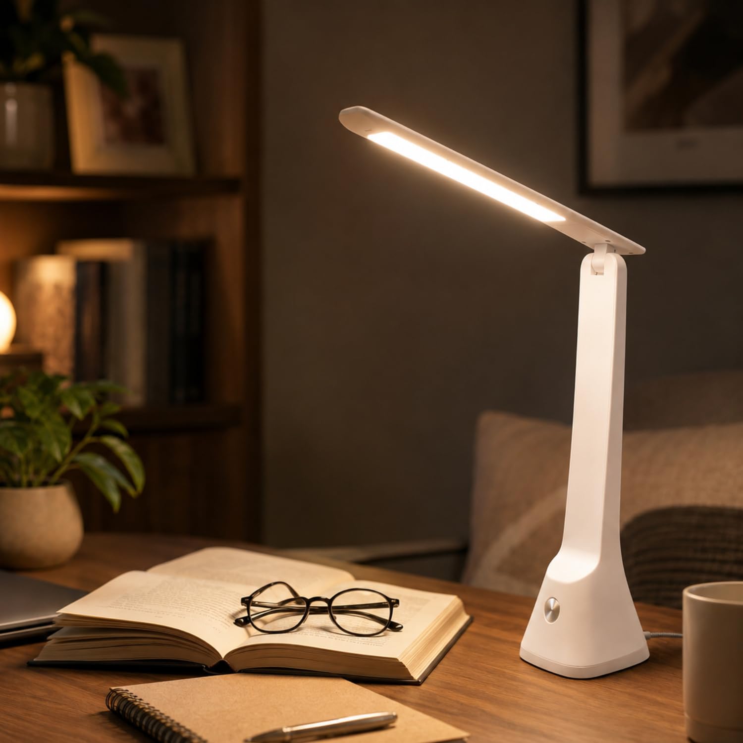 one94store folding desk lamp | 1500mah battery, usb rechargeable, 3-level brightness, 360° bendable & foldable | portable led study table lamp for reading, students,office & home use