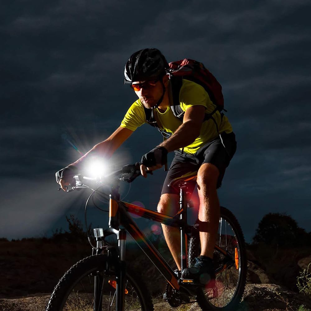Fari Ricaricabili USB Luci per Biciclette Ciclismo Mountain Bike Fari 5200 Ma LED Torcia Elettrica