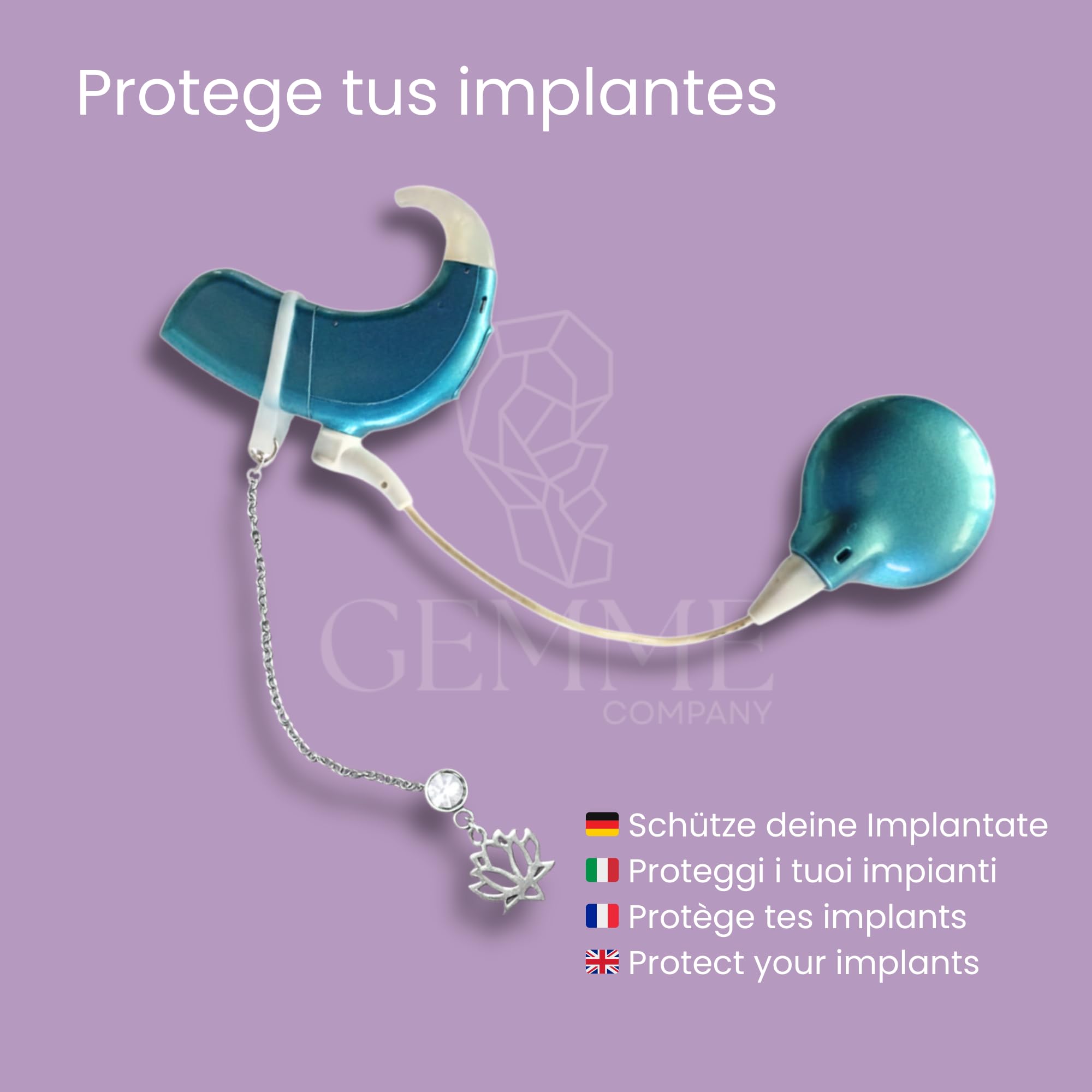 Boucle d'oreille anti-perte pour surdité | Chaîne de rétention pour maintien des appareils auditifs pour sourds | Empêche les chutes et les pertes d'amplificateurs ou implants cochléaires | (OR)