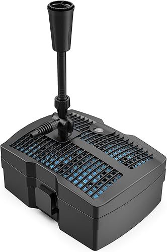 Bomba de filtro de estanque de 530 GPH, kits de bomba de fuente sumergible con filtro, bomba de agua integrada y lámpara de 9 W para estanques al