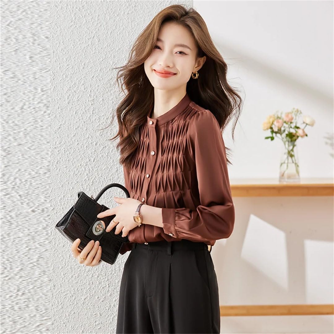 Blusa de manga larga para mujer, elegante, formal, para oficina, trabajo