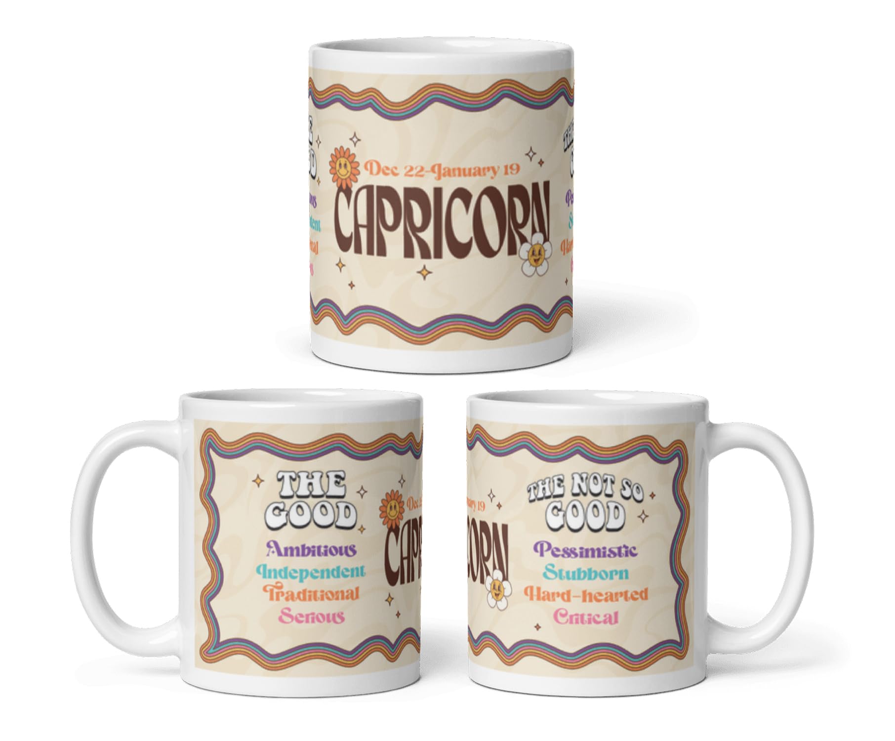 DV DESIGN 1 x Capricorn Mug - Positive Negative Good Bad Traits Zodiac Star Sign Horoscope Joke Funny Groovy Astrology Drinks Mugs Cup Kitchen #81904