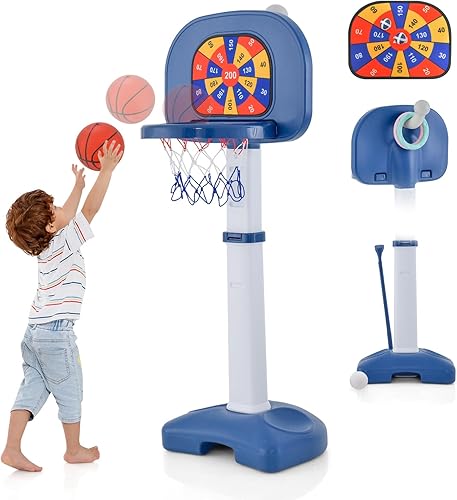HONEY JOY Kids Basketball Hoop, Outdoor Indoor Mini Basketball Goal Toy Stand, Adjustable Height, Play Game Preschool Birthday Gift, Toddler