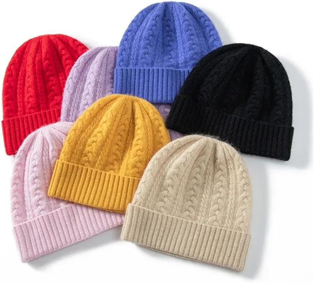 Children Cashmere Cable Knit Beanies Boy Caps Wool Hat Girl New Year Xmas Winter Warm Hair Bonnet Kids