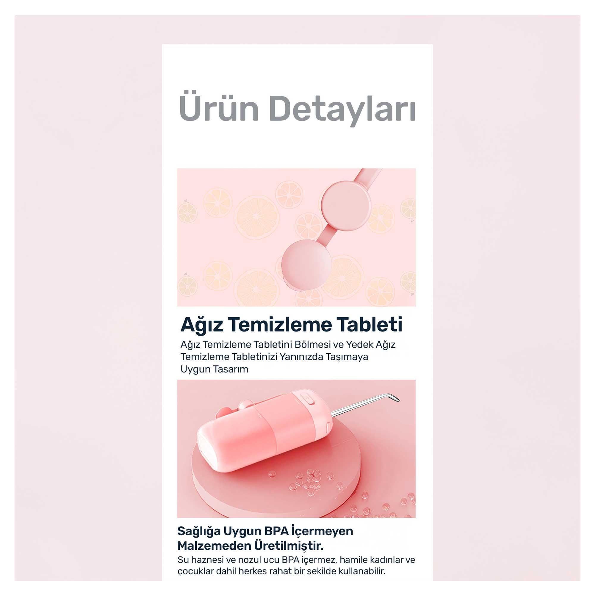 NPO Nicefeel FC5170 Mini Taşınabilir,Şarjlı, Diş Teli/Protez Bakım ve Profesyonel Ağız Duşu (Pembe)