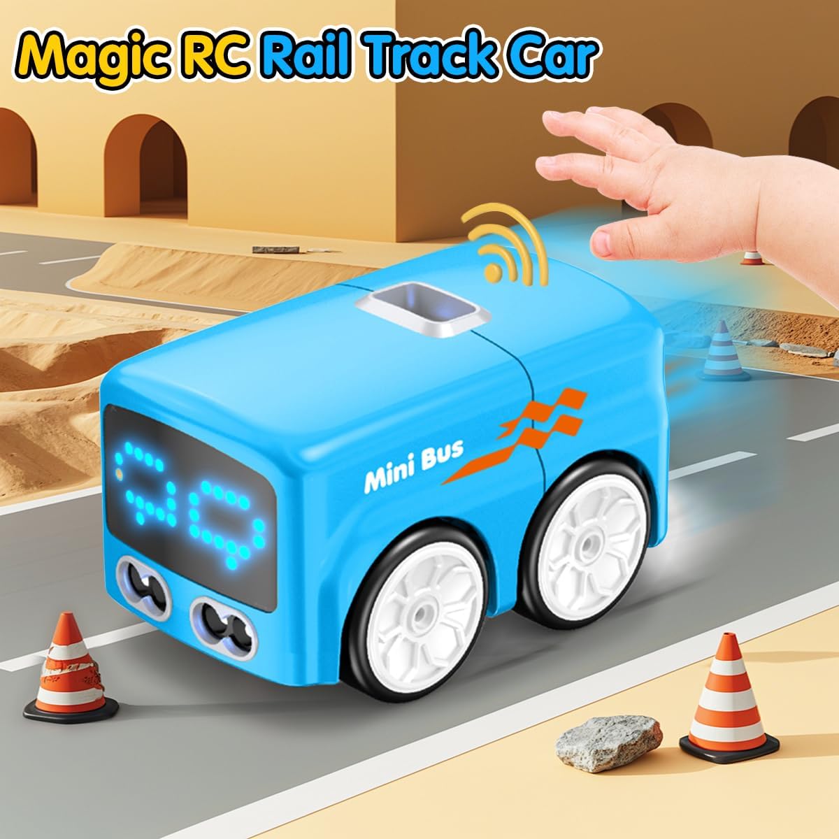 jaming RC Mini Bus,2.4G Remote Control Car Vehicles, City Buses Toy Classic Baby Vehicle, Remote Control Car with LED Lights and Gesture Sensing Bus Toy, Gift for Children Kids Boys Girls (Blue)