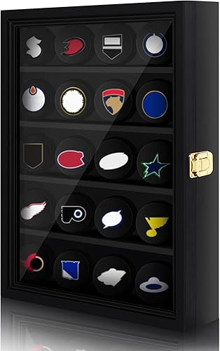 Exhibidor de disco de hockey para montaje en pared soporte de disco con cerradura para pared gabinete de pared caja de sombra para coleccionables