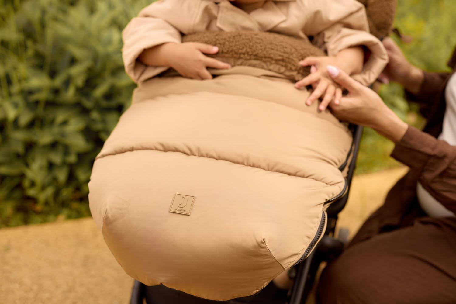 Jollein Fußsack - Für Buggy & Kinderwagen - Wasserabweisend mit Bionic Finish - Waschbar - Oeko-Tex Zertifiziert - Puffed Bronze - 92x52x10 cm