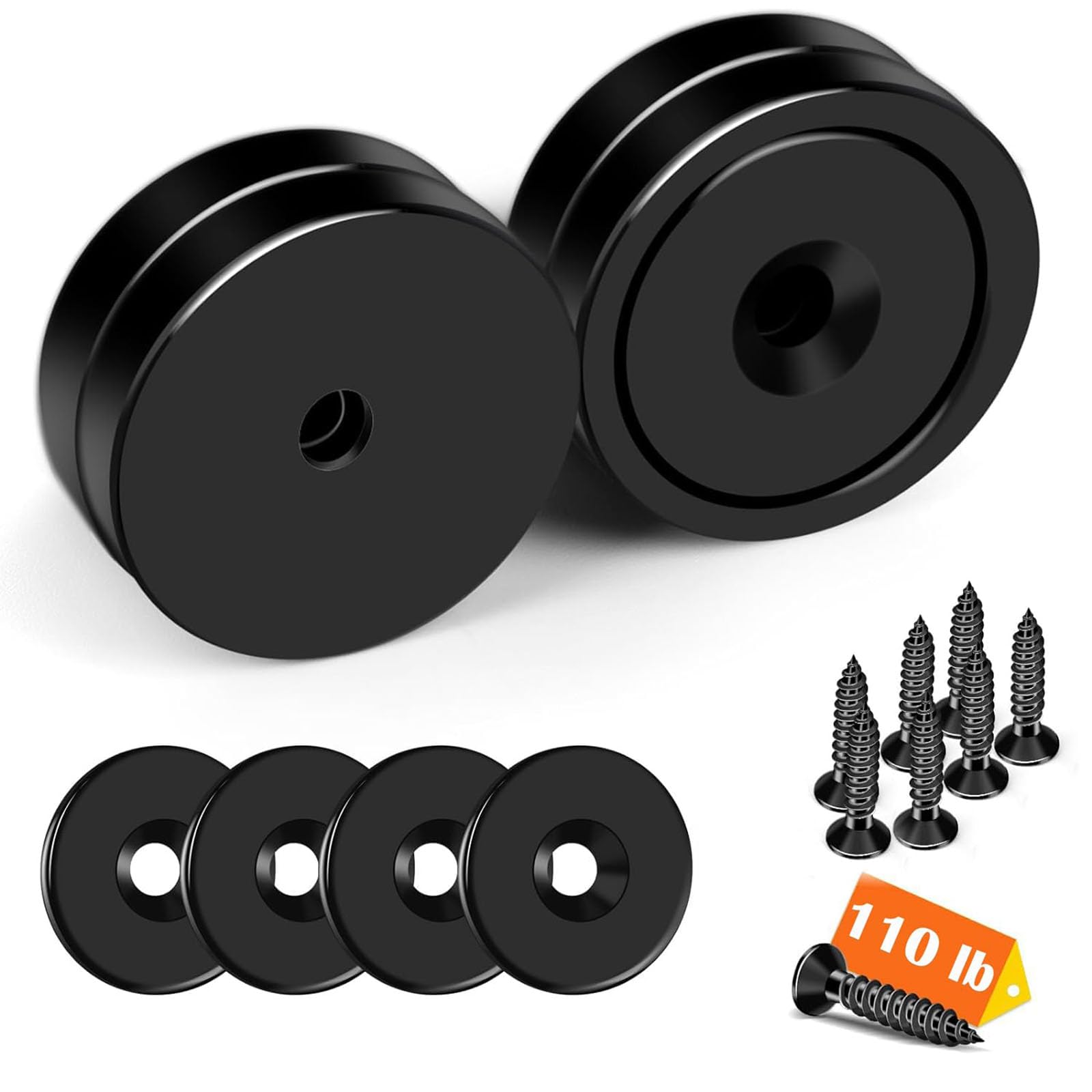 DIYMAG 4Pcs 110 lb 1.26 inch Neodymium Round Base Cup Magnet,Strong Rare Earth Magnets with Heavy Duty Countersunk Hole and Stainless Screws for