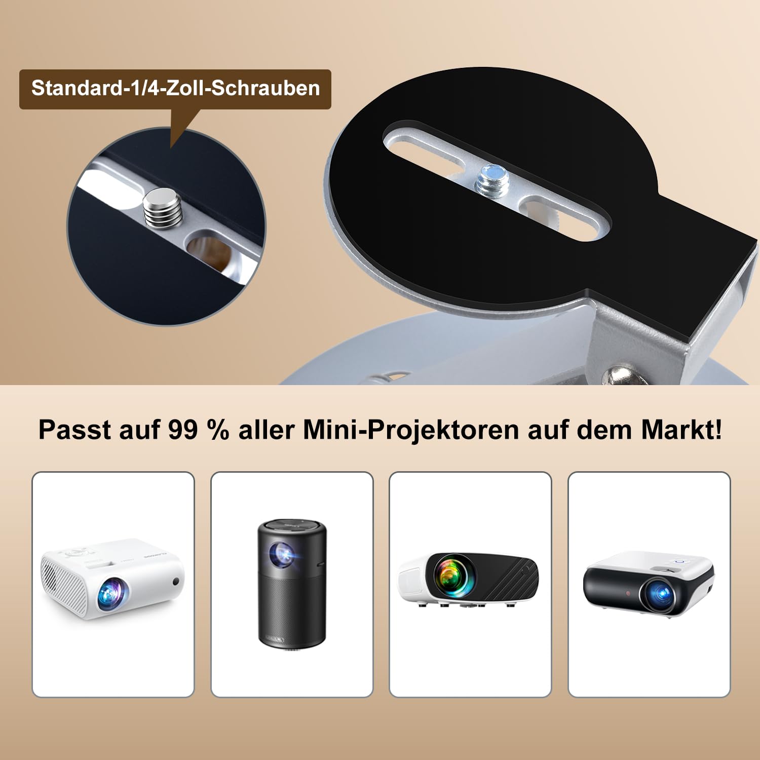Eroshoo Beamer Halterung Ultrakompakt 180° Drehbar Faltbare Beamer Wandhalterung mit 1/4 Zoll Universalschraube Mini Beamer Ständer für Heimkino, Spielzimmer und Büro