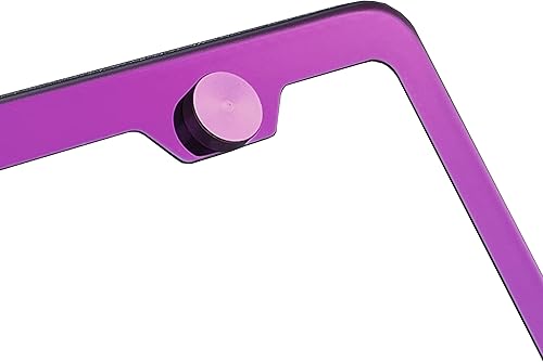 Miniatura 6 de Marco de matrícula con espejo cromado morado T304 de acero inoxidable + tapas de rosca de metal