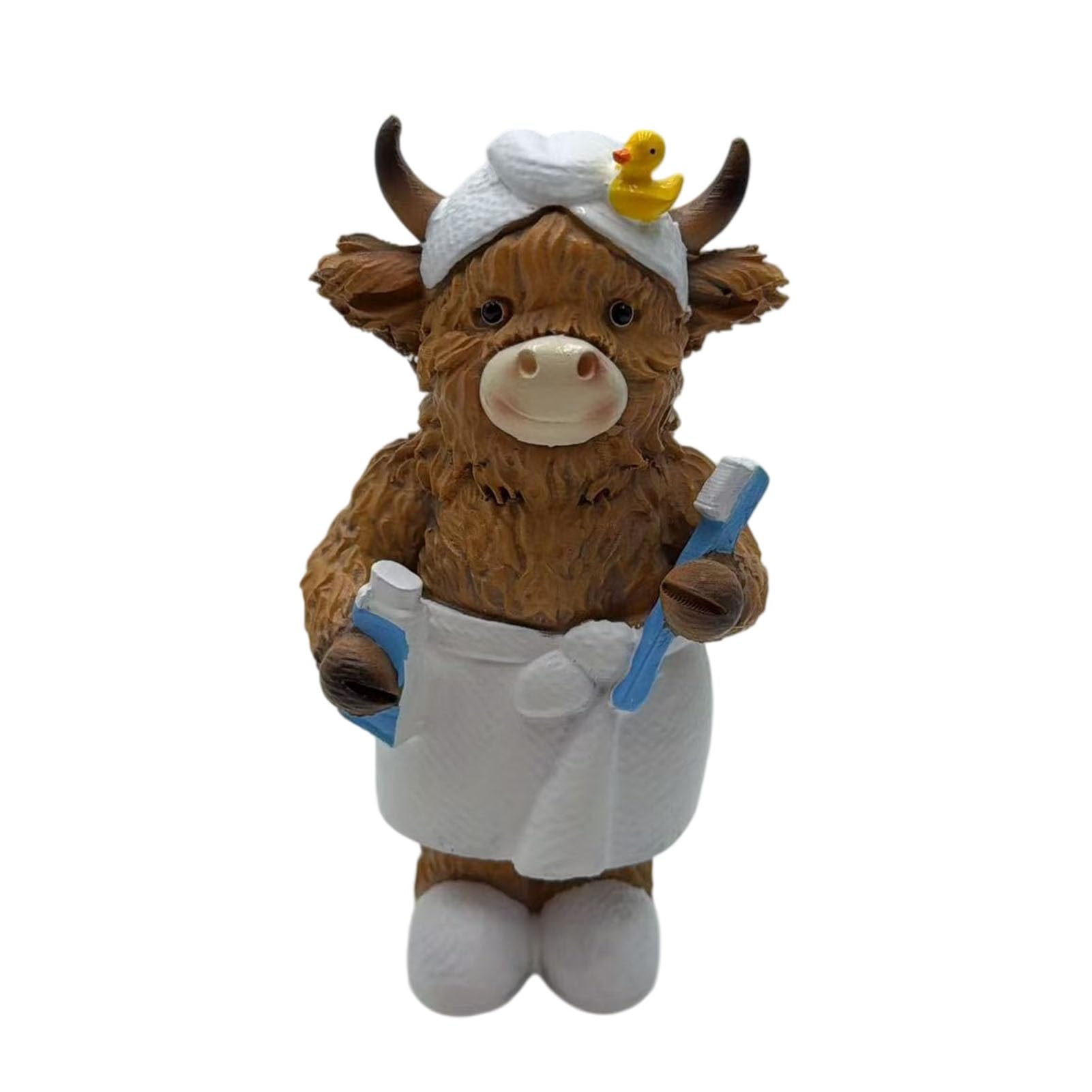 pidodou Highland Cow Figurine Bathrobe Resin Ornament for Bathroom Decor