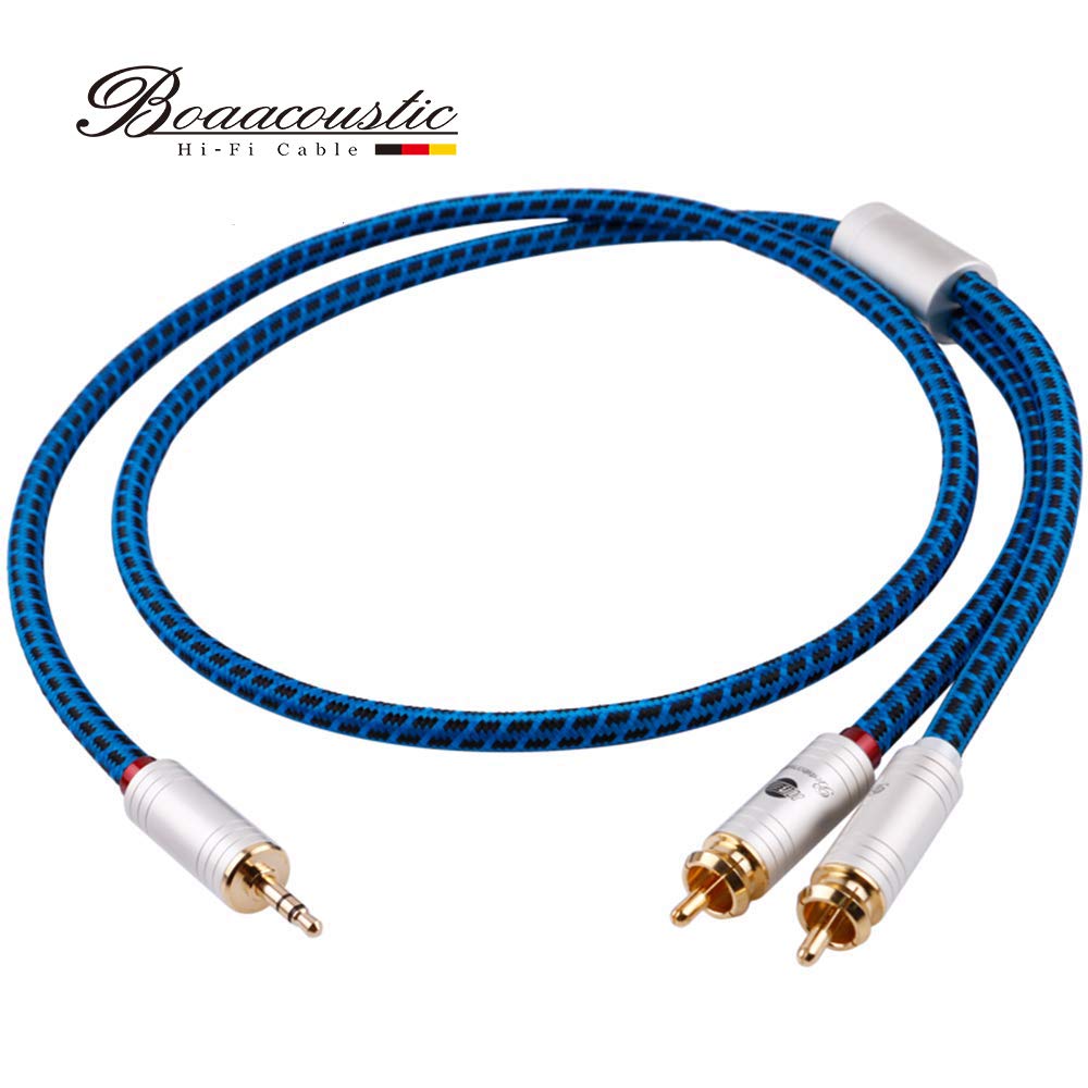 BOAACOUSTIC Audiophile Klinke auf Cinch Kabel 3,5mm Klinke Chinch Stereo Audio Kabel für TV, PC, Handy, MP3-Player, Lautsprecher, Heimkino, Autoradio, Tablet, Verstärker, Soundbar usw. (1m)