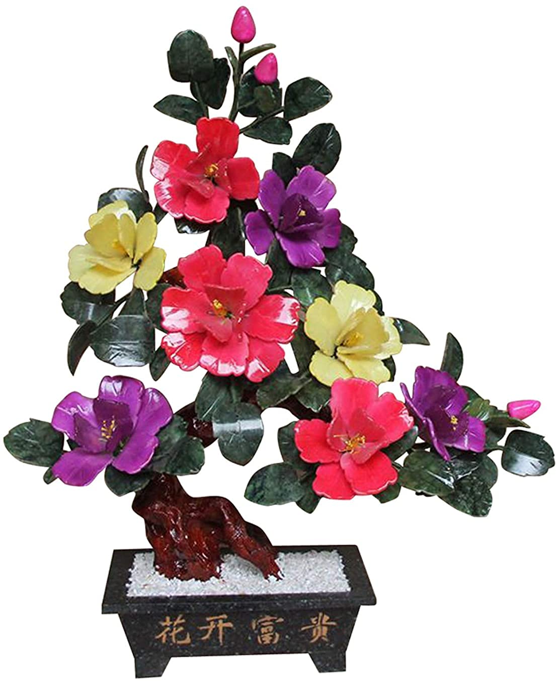 CAFIEDR Simulation Tree Potted Plant Tricolor Blossom Artificial Bonsai Tree Peony Flower Artificial Plants Fake Bonsai Tree.