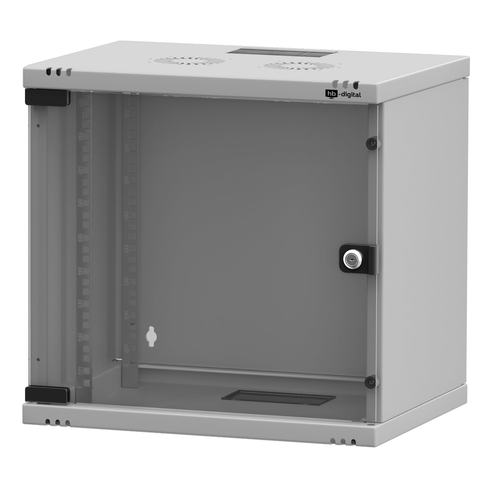 HB-DIGITAL Armoire réseau 19" 9HE à Montage Mural avec Porte vitrée - Boîtier Mural avec Serrure de Porte pour routeurs EDP - Panneau de Brassage - Capacité de Charge 60 kg Robuste - Profon
