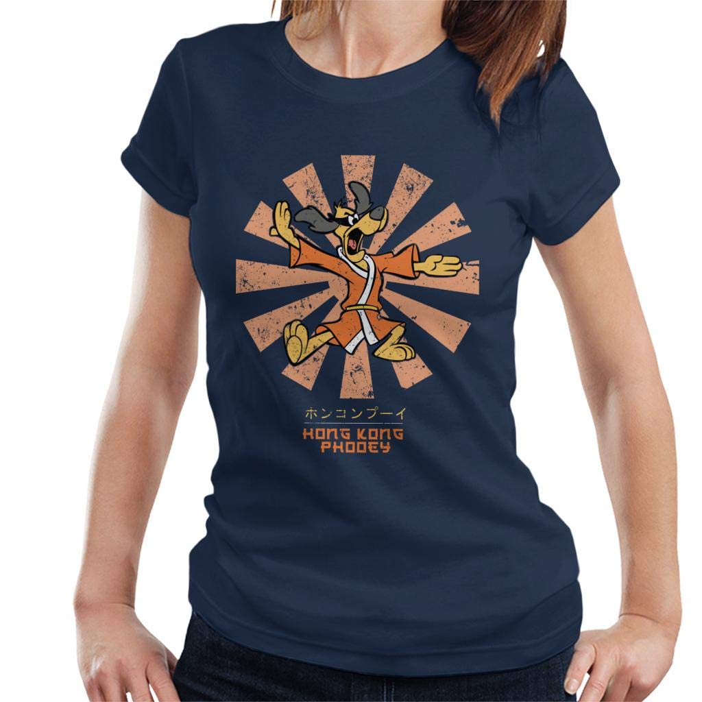 Cloud City 7 Hong Kong Phooey Retro Japanese Women's T-Shirt Navy Blue