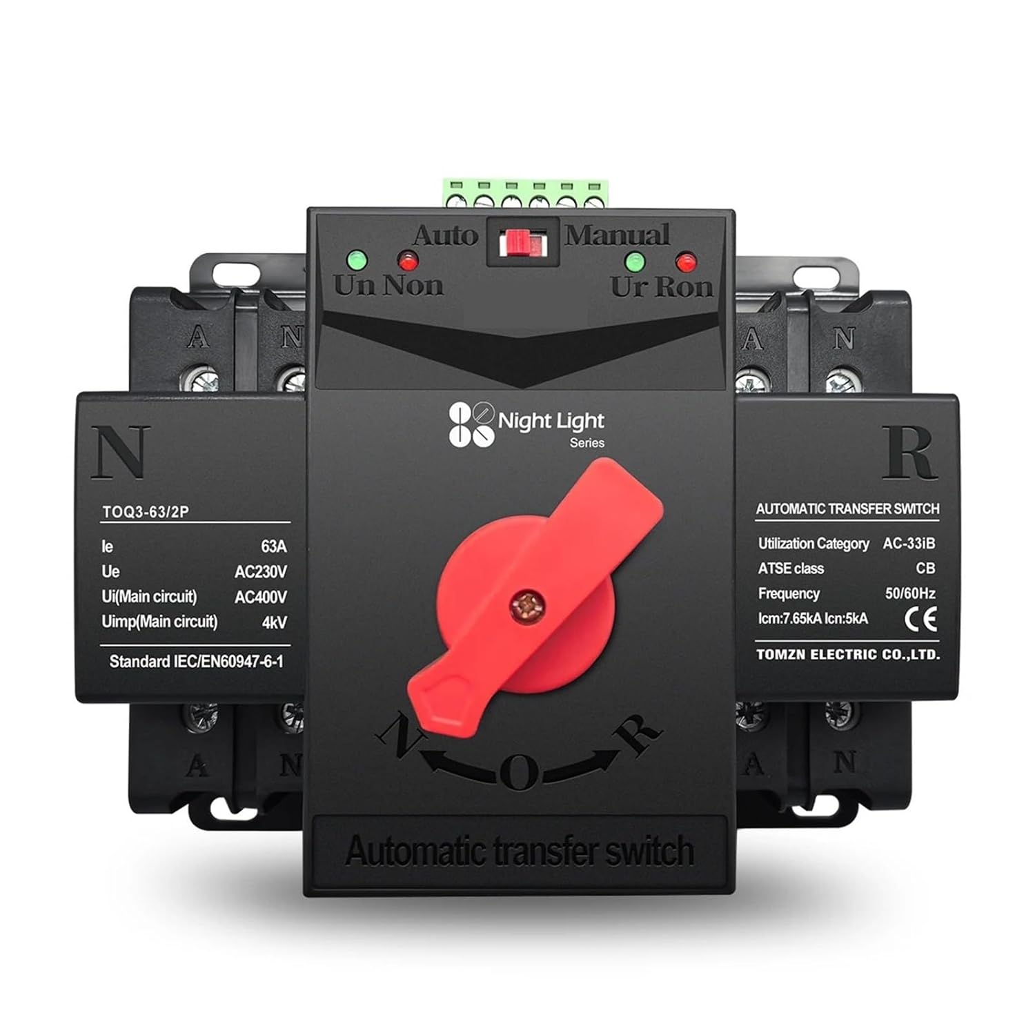 2P 63A 125A 220V 230V 50/60Hz MCB Type Dual Power Automatic Transfer Switch ATS 2 Input 2 Output 1Pcs(125A)