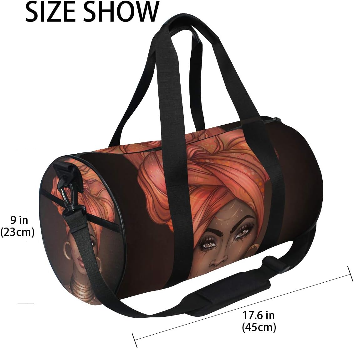 African Pretty Girl Sports Luggage Travel Duffle Bag Gym Luggage with Tote for Men and Women… - Image 4