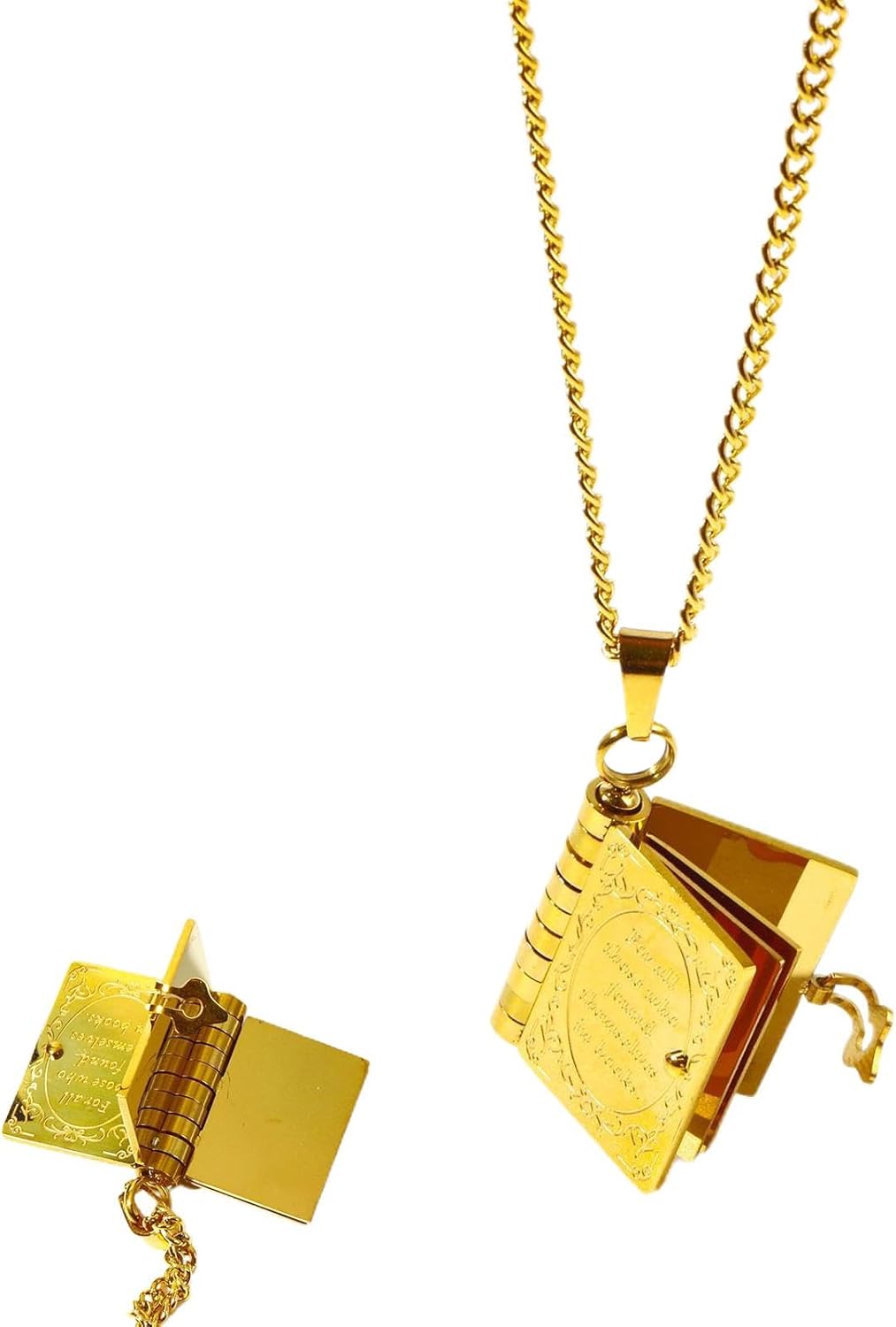 Boekenketting, roestvrij staal elegante charme ketting boek sieraden, open boek hanger, unieke boekenwurm accessoire, perfect voor dating, leraren, boekenliefhebbers, Refer to description, roestvrij