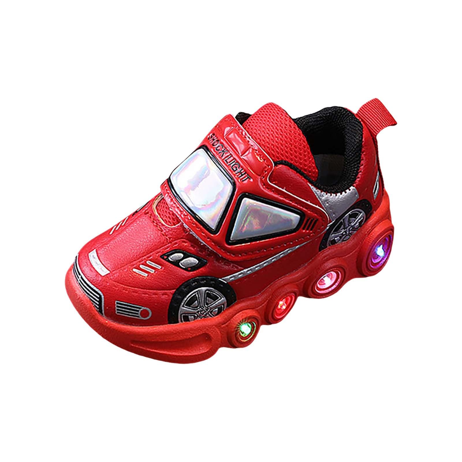 Light Up Toddler Boys Shoes Car Pattern Luminous Sport Sneaker, Little Fashion Cute Soft Sole School Athletic Shoes