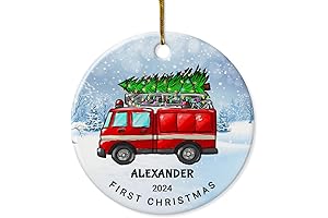 Personalized Christmas Firetruck Ornament Firefighter Ornaments, Fireman Ornaments for Christmas Tree Firefighter Gifts for Firemen