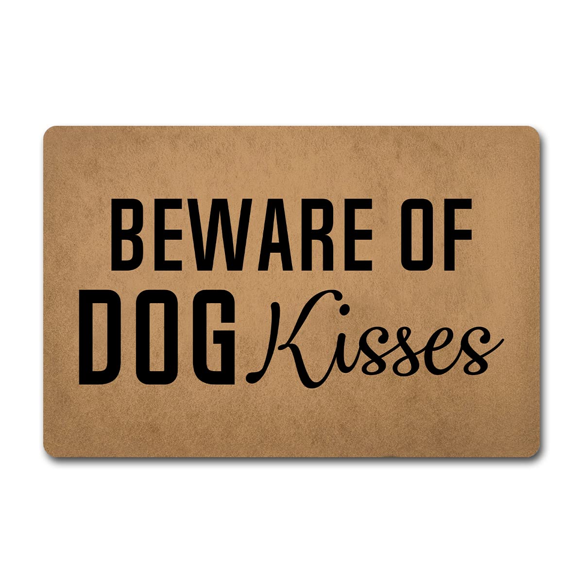 Funny Welcome Doormat Beware of Dog Kisses Cute Dog Mat(23.6 X 15.7 in) Colorful Print Top with Anti-Slip Rubber Back House Warming Gift Doormat Prank Gift Door Mat for The Entrance Way Indoor