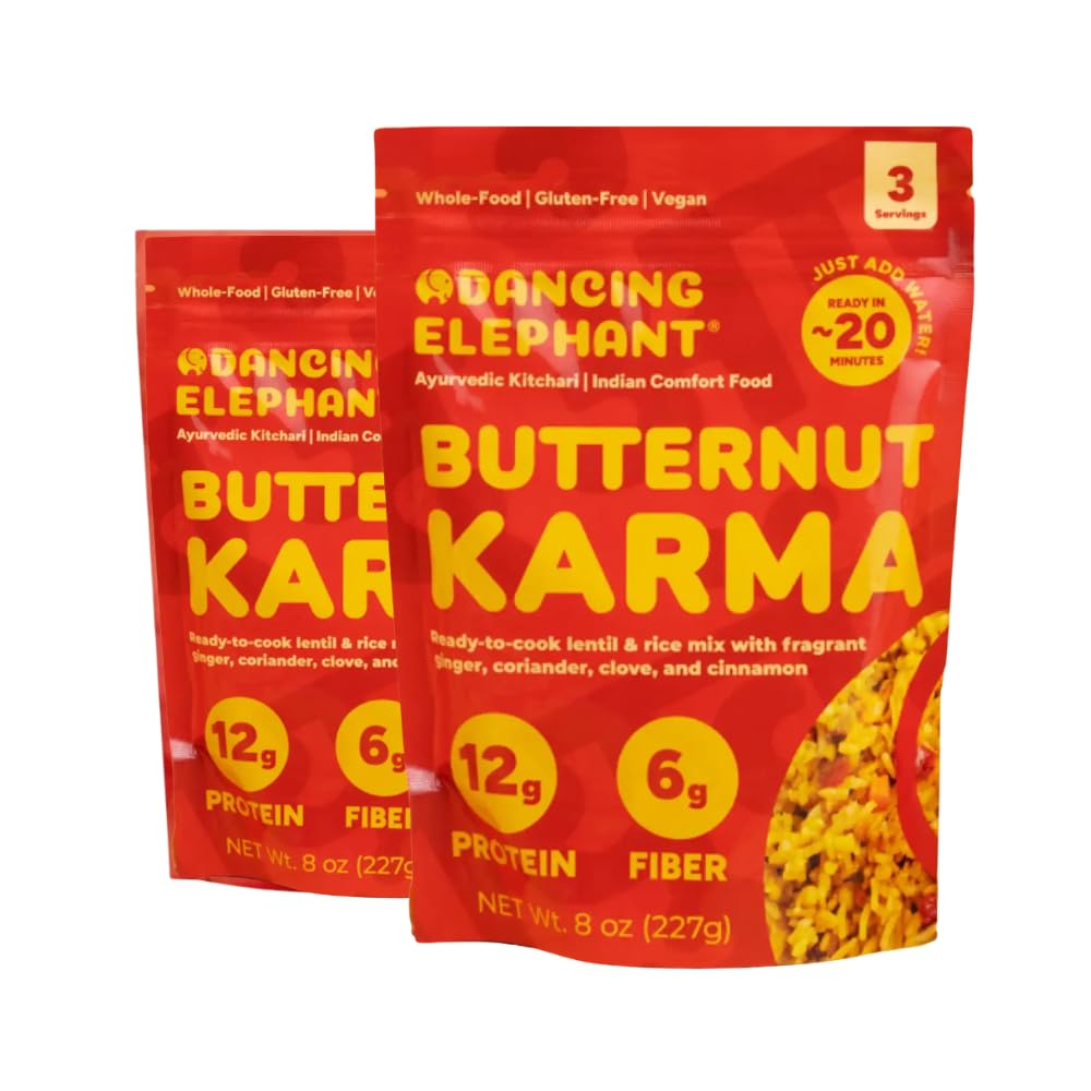 Kitchari Butternut Karma - High Fiber Vegetable and Lentil Mix with Ayurvedic Spices - Ready-to-Cook High-Protein Plant-Based Meal - Gluten Free, 11g