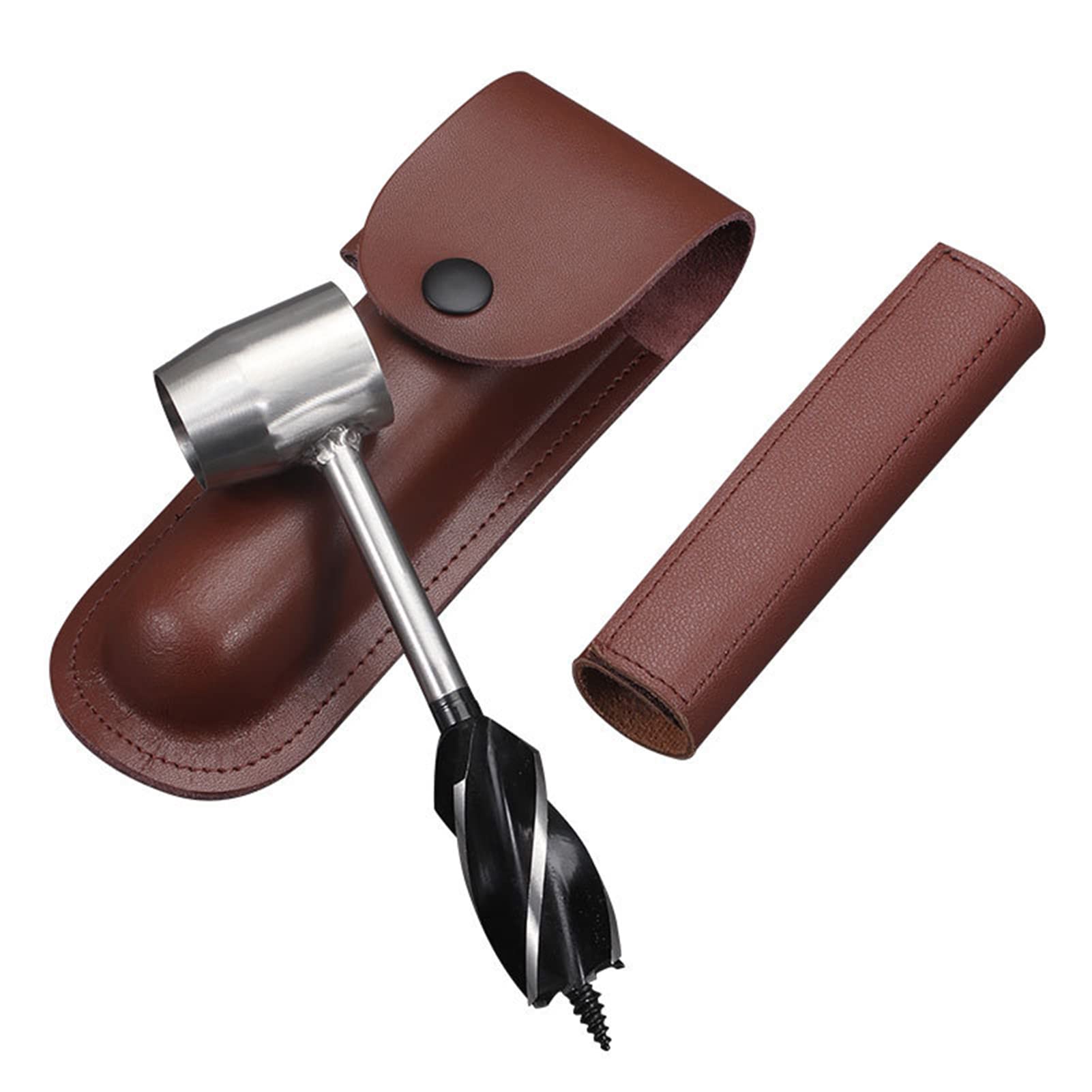 AAPP SHOPSurvival Manual Auger Tool for Bushcraft - Settlers Hand Auger Wrench Bushcraft Scotch Eye Wood Drill Equipment for Camping Outdoor Backpacking-Brown Set
