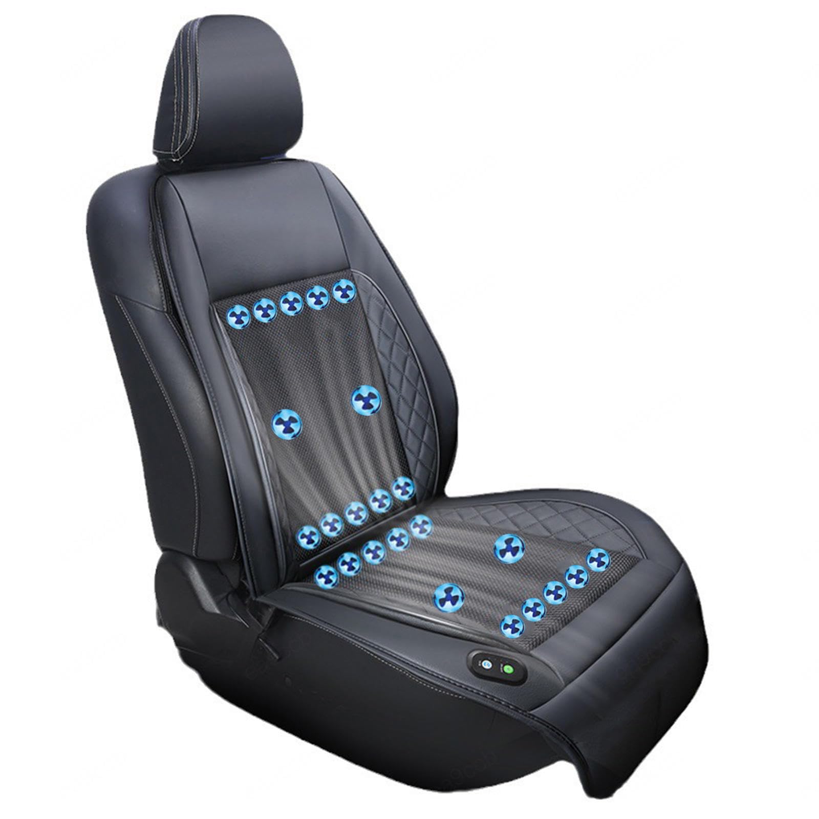 Coprisedile Auto Con Ventilazione Con 24 Ventole, 3 Livelli Regolabili Cooling Car Seat, Coprisedile Auto Estivo per Taxi Driver e Guidatore Professionale,Black-12V
