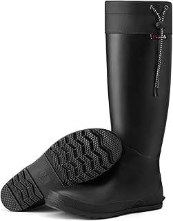 Women's Rain Boots Knee High Waterproof Packable Rubber Garden Boots, Lightweight Tall Mud Boots for Outdoor