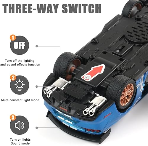 Miniatura 5 de chengchuang Coche de juguete para niños, escala 132 de metal fundido a presión, auto de juguete con sonidos y luces para regalos para niños