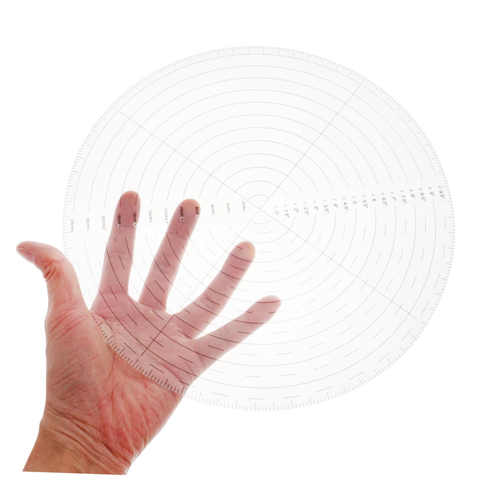 Plantilla de Costura Acrílica Transparente de 10 Pulgadas con Diseño Circular Central, Herramienta Ligera para Patchwork y Escuela con Visibilidad Clara