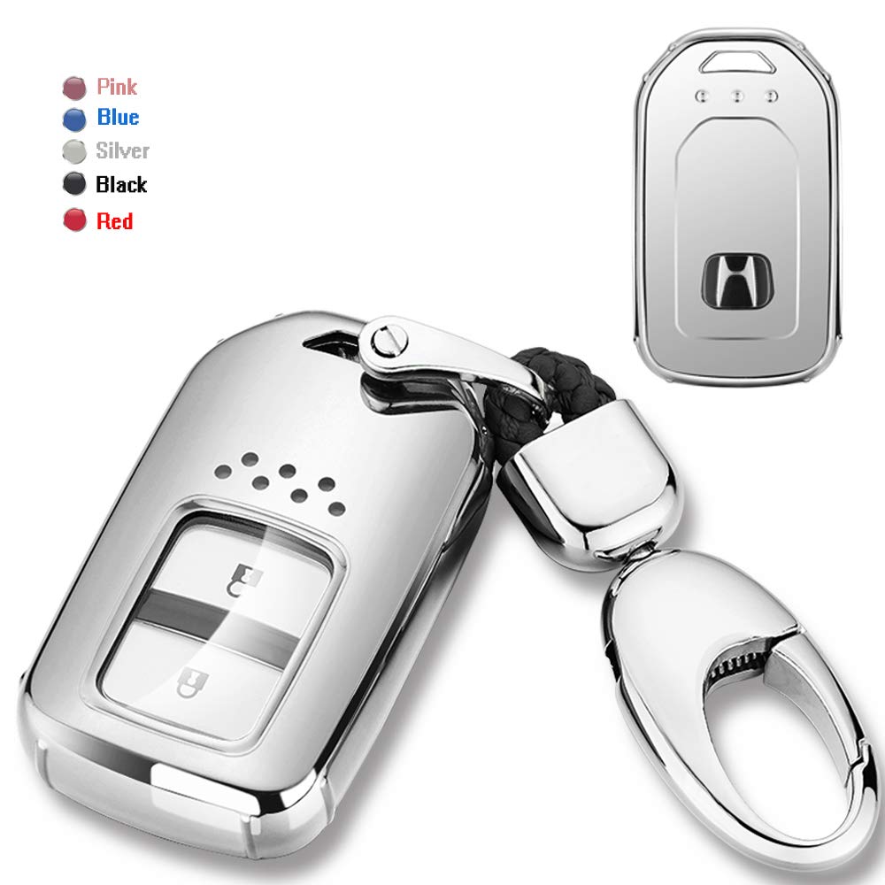 Key Fob Cover,Compatible with Civic Fit Accord Pilot BinChi Odyssey CRV URV XRV EX Smart Key Keyless Remote Car Key FOB (SIlver)