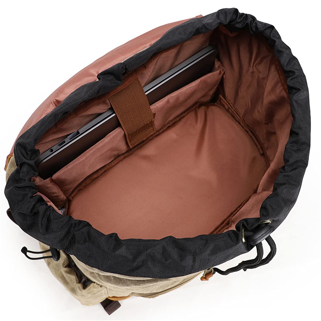Borsa per Fotocamera, Custodia per Fotocamera DSLR Borsa per Fotocamera Resistente all'Acqua con Portafoglio E Compartimento per Laptop Compatibile, per Uomini E Donne,Cachi