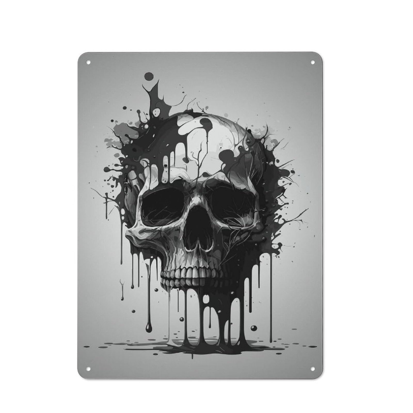 Tin Sign 40x30cm with Ink Skull for Workshop Wall, Rustic Decor, Suited to Workshop Decor Fans