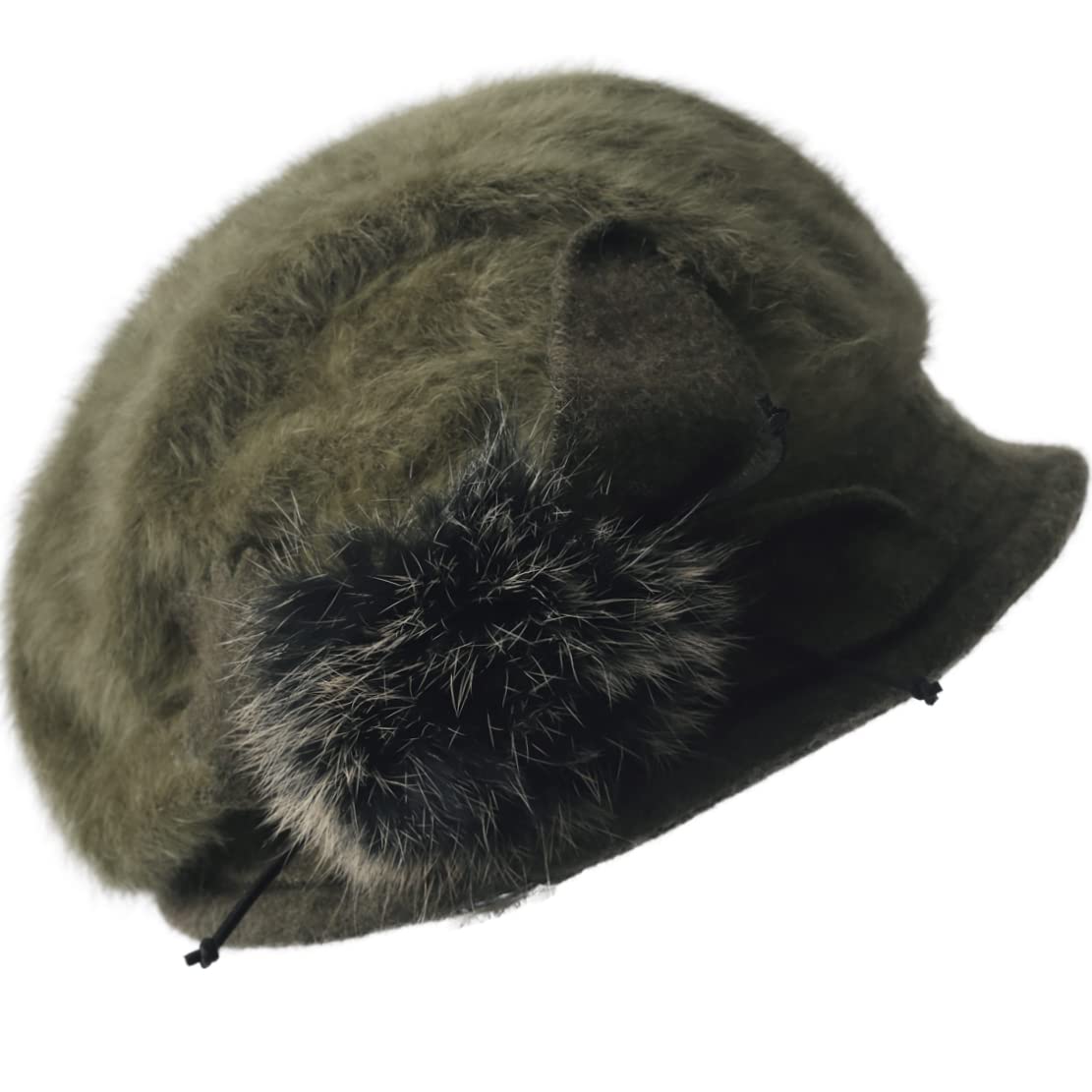 Wimdream Women Wool Bucket Winter Hats Green - Felt Wool Beanie Beret Hats with Bill - Newsboy Style Hat- Handmade