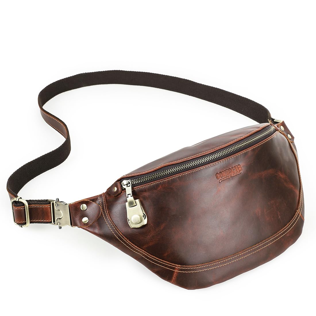 Contacts Bolso bandolera de piel auténtica para hombre, bolso cruzado pequeño para hombre, casual, riñonera, para ciclismo, senderismo, viajes, Coffee3.0, 30 cm x 9 cm x 17 cm