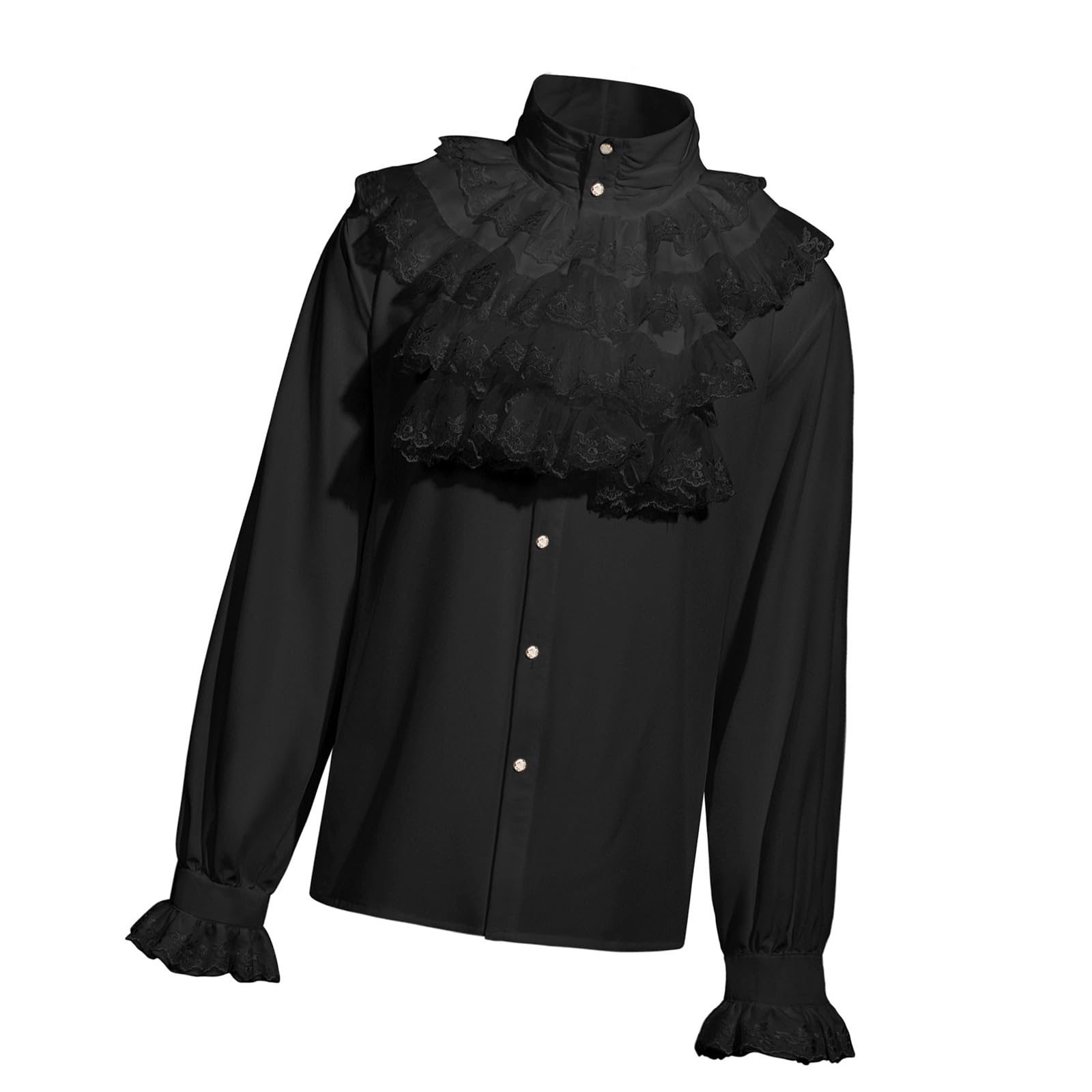 Camisa pirata para hombre, con volantes, estilo victoriano, renacentista, Sterevunk, vampiros, poeta, disfraz medieval de Halloween