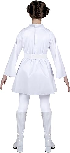 Miniatura 5 de STAR WARS Disfraz juvenil oficial de la princesa Leia, vestido con capucha con cinturón y peluca multicolor