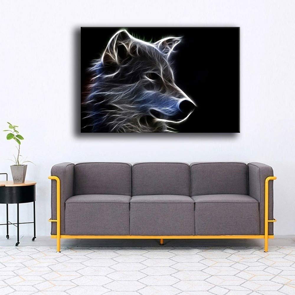 Affiche loup à fourrure impression sur toile 60x90cm sans cadre art mural
