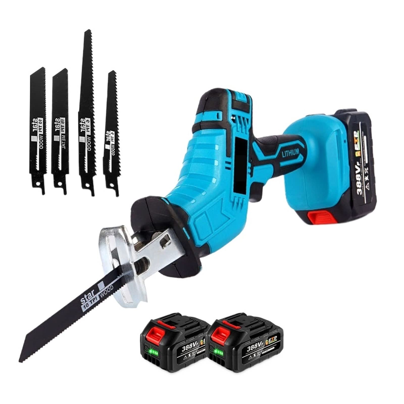 Accu-reciprozaag - Reciprozaag met één hand Batterij aangedreven, 2 stuks 21V 2.0Ah accu Accu-zaag Ultralichte elektrische zaag voor het zagen van hout/metaal/PVC-buizen, snoeien van bomen
