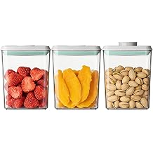 Airtight Food Storage with One-Touch Lid, 3 1.27 QT / 1.2 L Stackable Durable PET for Sugar, Grains, Coffee Beans, and Baking Pantry Organization