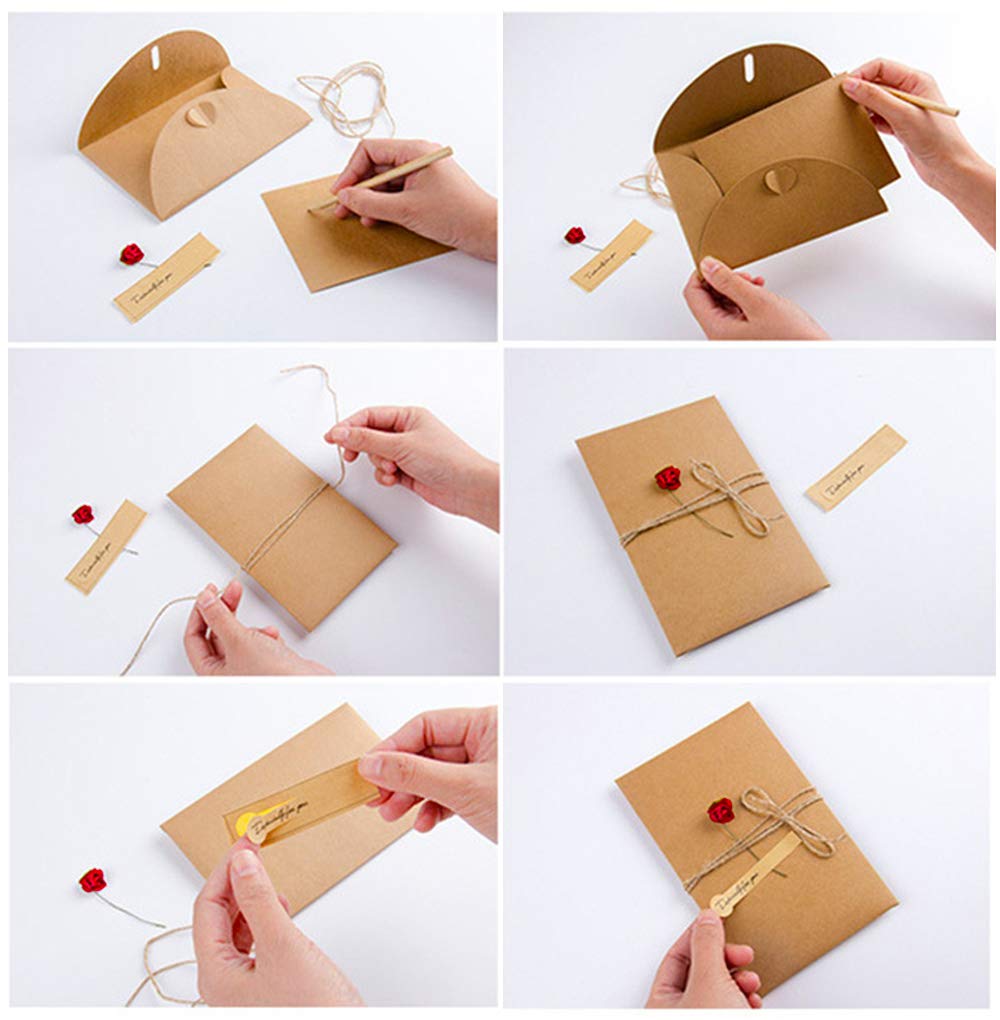 SLOSH 20 Biglietto Di Auguri Cartolina Buste Retrò Busta Carta Kraft Invito Vuote Cartoncini Augurali Di Matrimonio Compleanno Lettera Natale