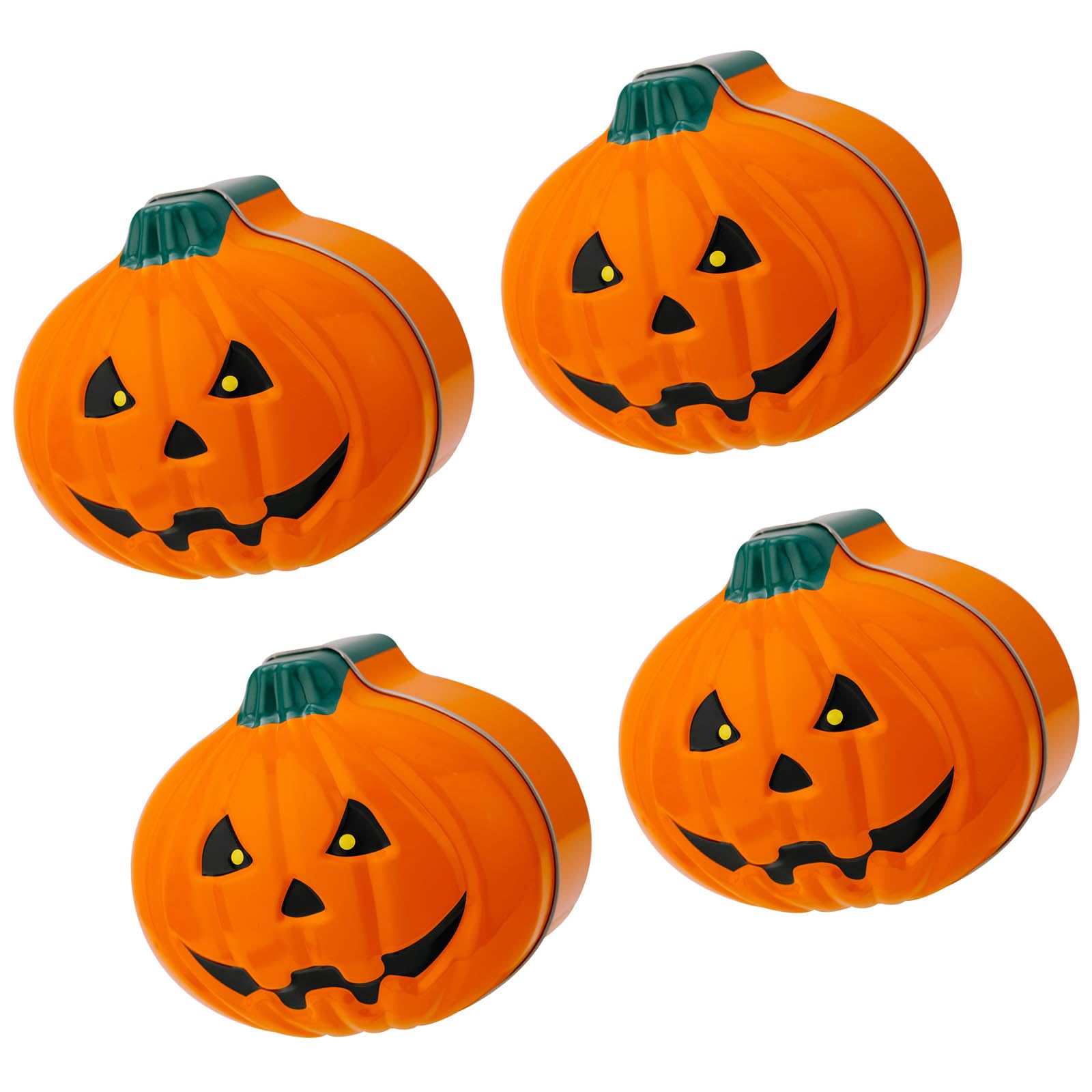 Whoasyst Metal Box with Pumpkin Designs Tinplate Container for Treats Small Items Storage Case Halloween Vegetable Face Tin Box