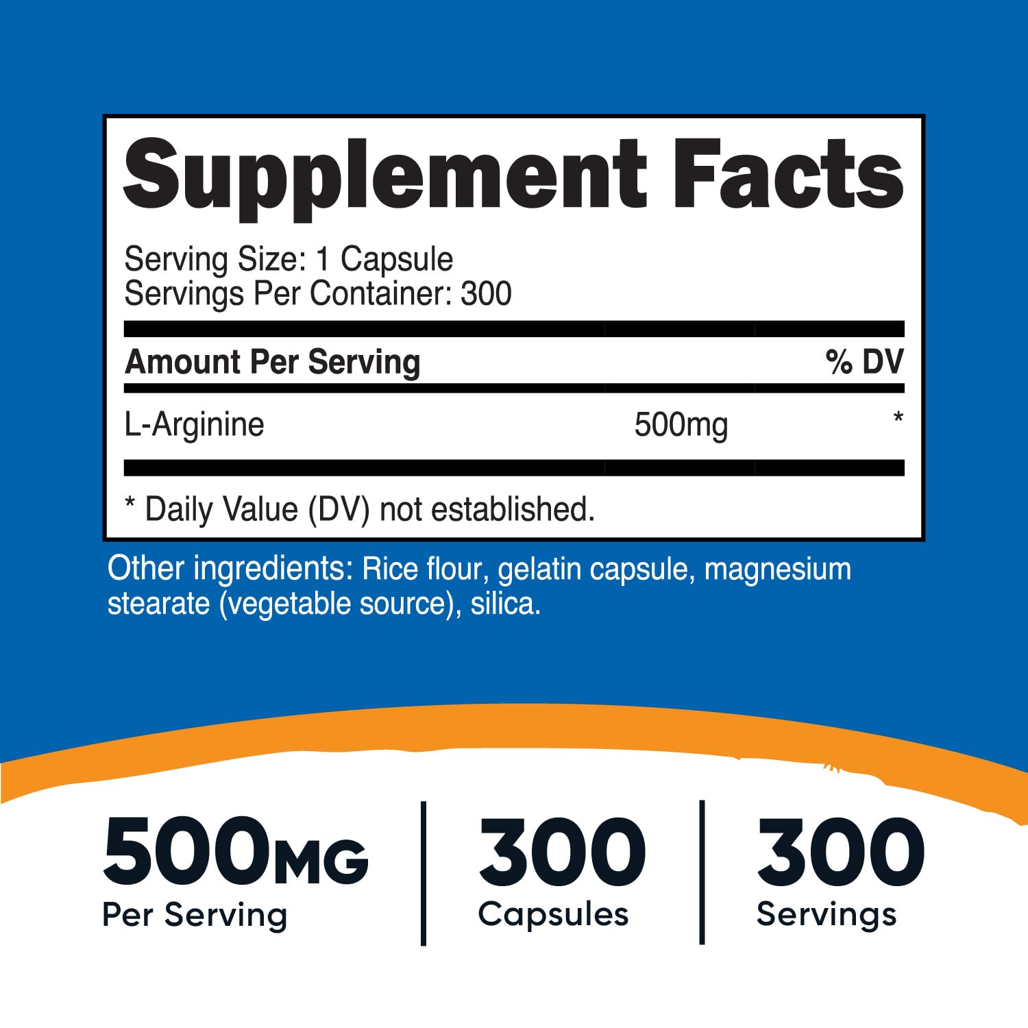 Nutricost L-Arginine 500mg, 300 Capsules - Gluten Free and Non-GMO — Amazon image 2