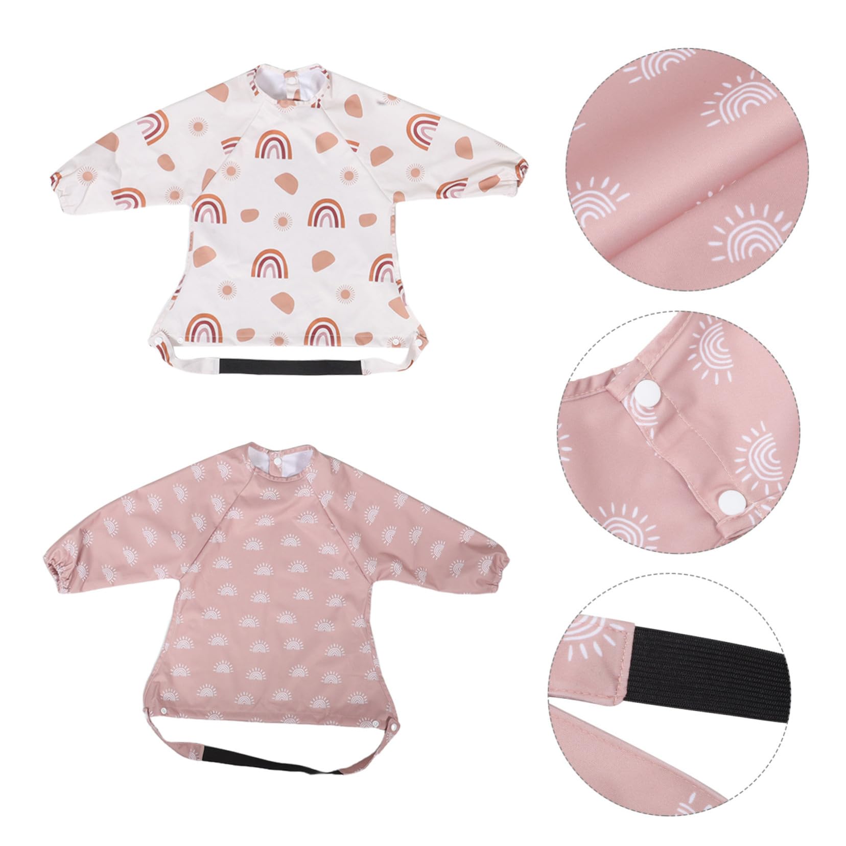 Abaodam 2 Piezas Baberos Impermeables para Manga Larga Delantal Antimanchas para Bebés con Cobertura para Comer y Fácil Limpieza