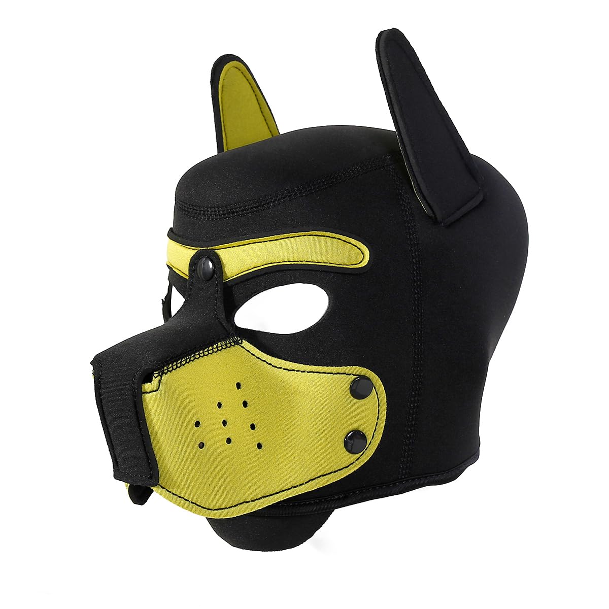 QUYUWOWO Neoprene Dog Full Face Puppy Mask Removable Halloween Dog Head Mask with Collar and Armband (Yellow) โ image 1