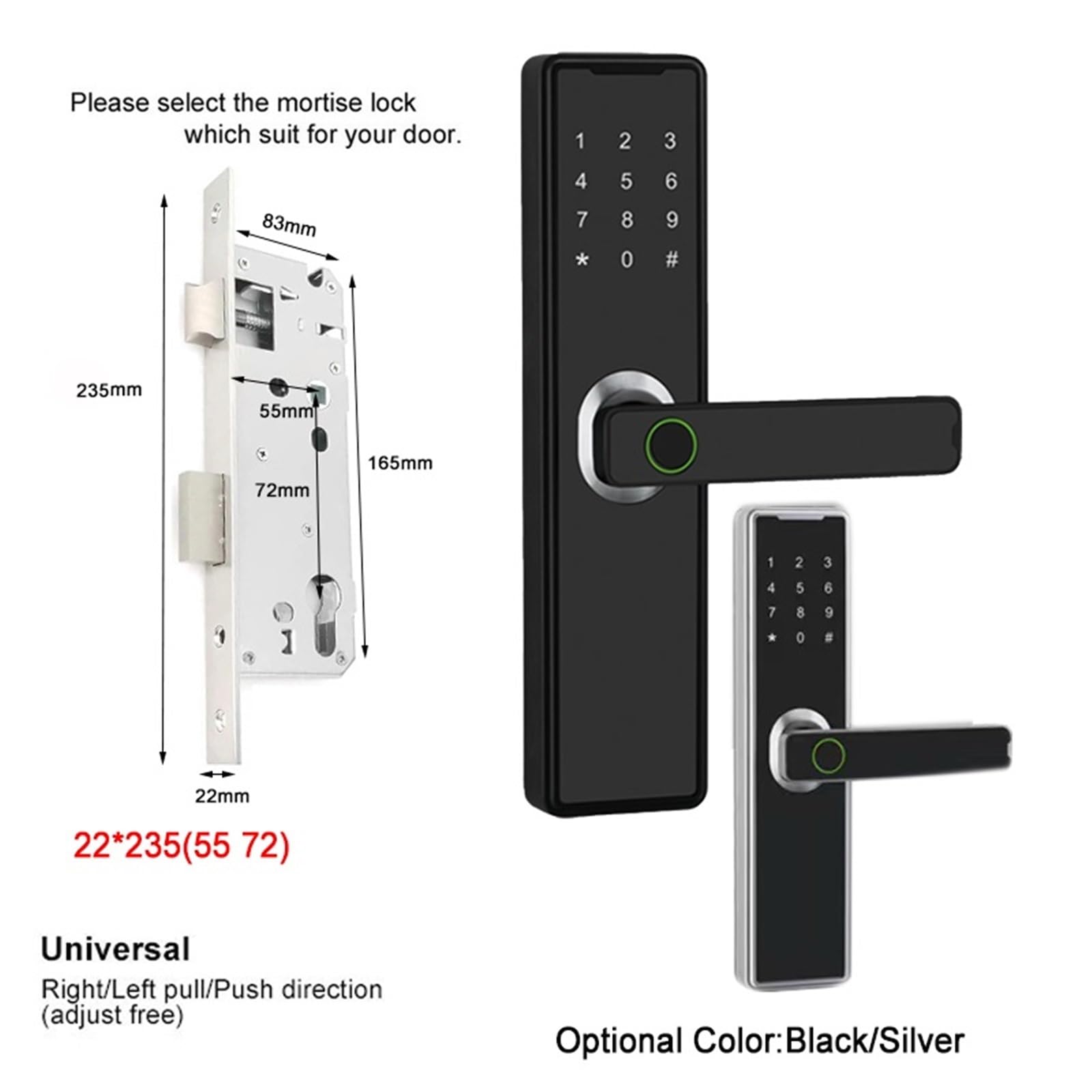 Capacidad de los usuarios del control 150Pcs la vida elegante cerradura puerta huella dactilar diseño libre taladro,Fácil instalación de bricolaje(5572A,Silver Color)
