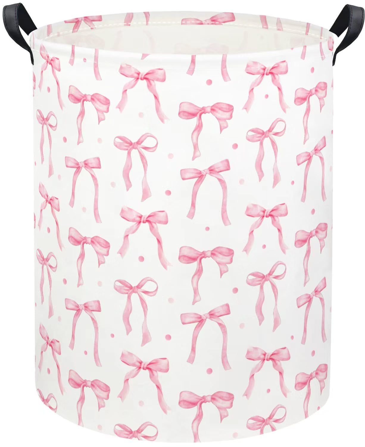 Baby Laundry Basket Kids Hamper Toy Storage Bin for Boys Room Decor Baby Nursery Hamper Gift Baskets for Bedroom Bathroom(Dot Bowknot)